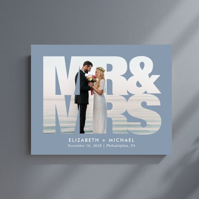 M. Mme Newlyweds Photo Dusty Blue Mariage (Créateur téléchargé)