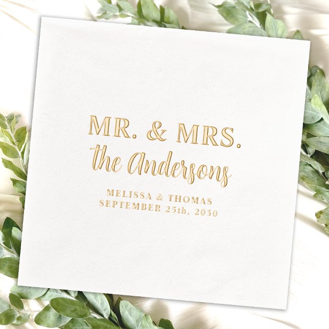 M. & Mme Photo Personnalisée Mariage élégant en or (Créateur téléchargé)