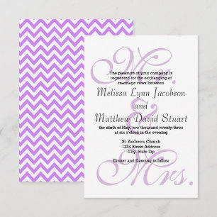 M. & Mme Purple Chevron - 3x5 Faire-part de mariag