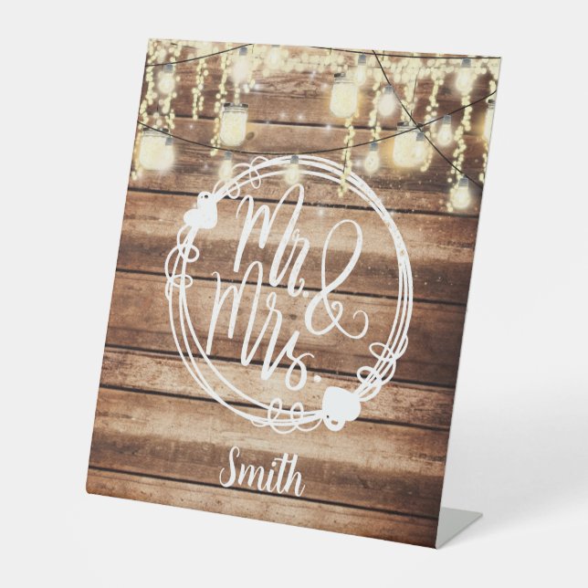 M. & Mme Rustic Mariage - Panneau personnalisé (Recto)