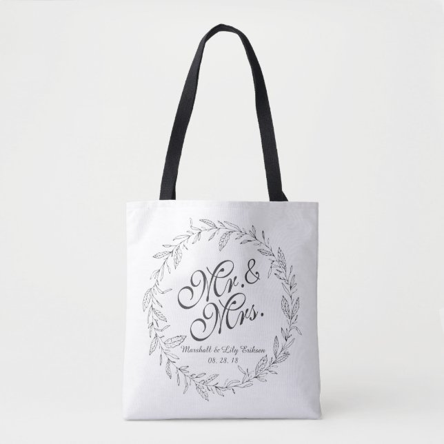 M. & Mme Simple Mariage Floral | Sac fourre-tout (Devant)
