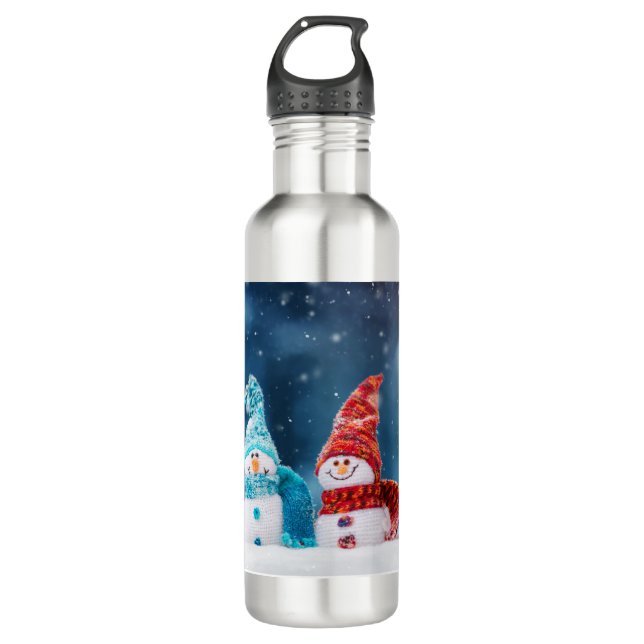 M. & Mme Snowman Bouteille en acier inoxydable (Devant)