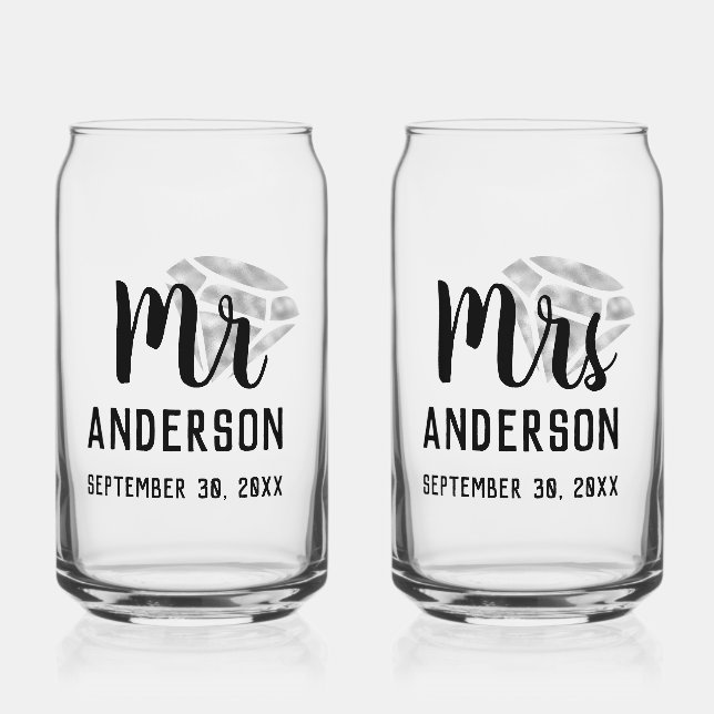 M. & Mme Verre de bière personnalisée peut régler (Recto)