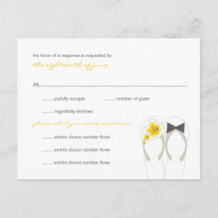 M. & Mme Yellow Flip Flops Plage Mariage Carte RSV