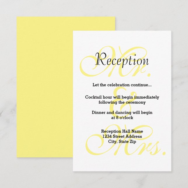 M. & Mme Yellow - Invitation à la réception (Devant / Derrière)