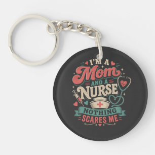 m Mom And Nurse Retro Mom Gift mothers day Keychain