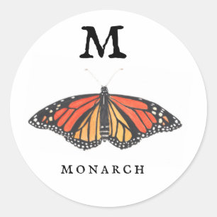 "M" Monarch Classic Round Sticker