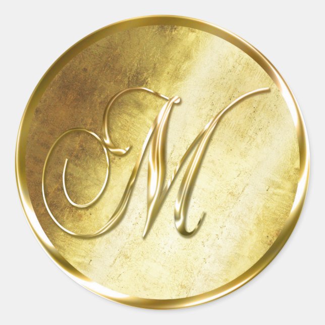 M Monogram Faux Gold Envelope Seal Stickers (Front)
