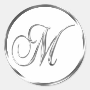 M Monogram Faux Silver Envelope Or Favour Seal