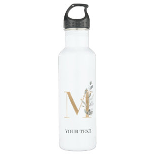 M Monogram Floral Personalized 710 Ml Water Bottle