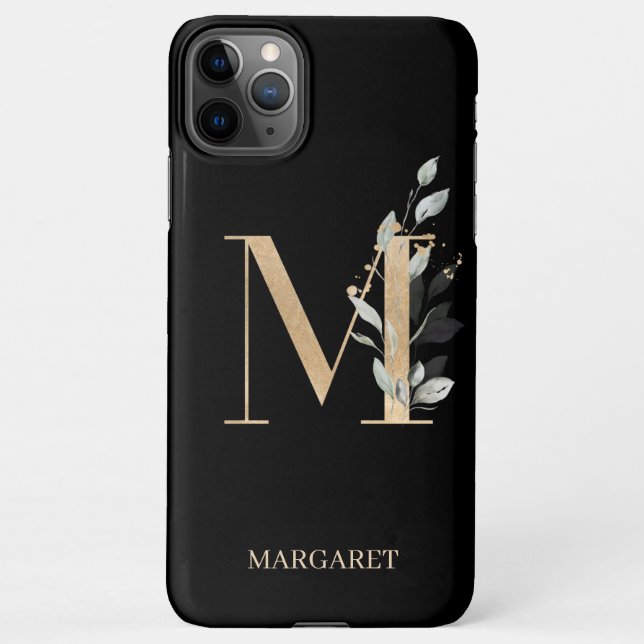 M Monogram Floral Personalized iPhone Case (Back)