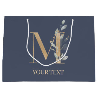 M Monogram Floral Personalized Large Gift Bag