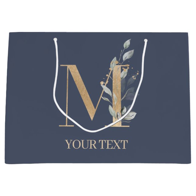 M Monogram Floral Personalized Large Gift Bag (Front)