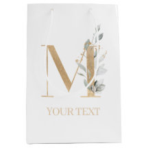 M Monogram Floral Personalized Medium Gift Bag