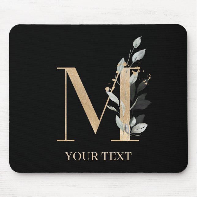 M Monogram Floral Personalized Mouse Pad (Front)