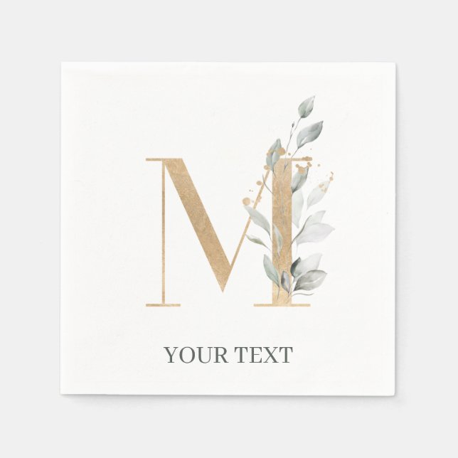 M Monogram Floral Personalized Napkin (Front)