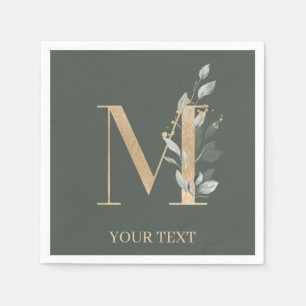 M Monogram Floral Personalized Napkins