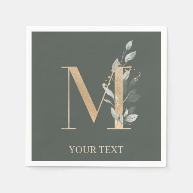 M Monogram Floral Personalized Napkins (Front)
