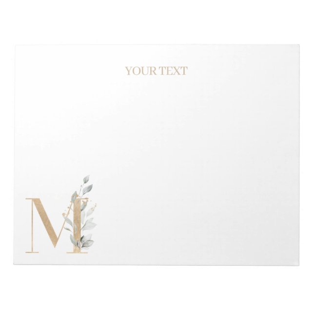 M Monogram Floral Personalized Notepad (Front)