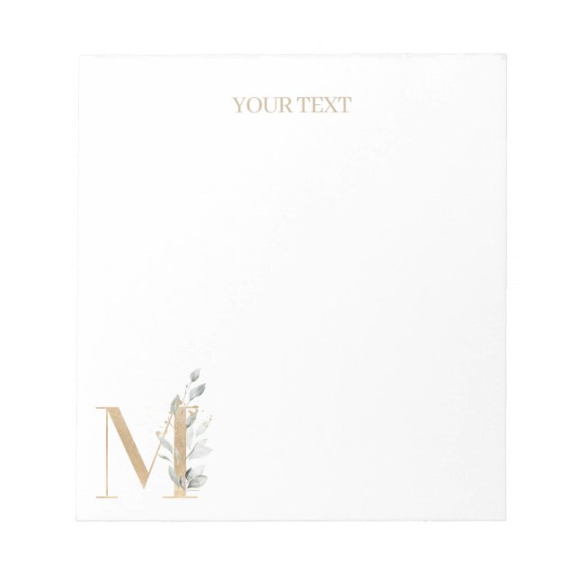 M Monogram Floral Personalized Notepad (Front)
