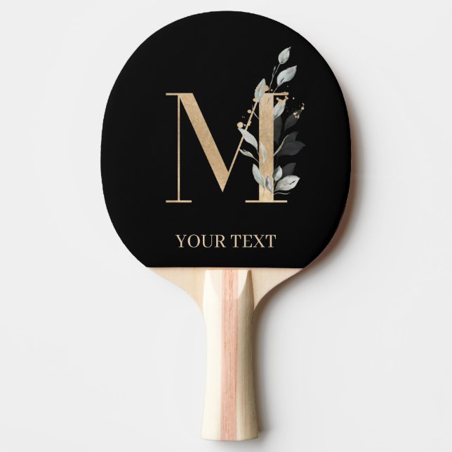 M Monogram Floral Personalized Ping Pong Paddle (Front)