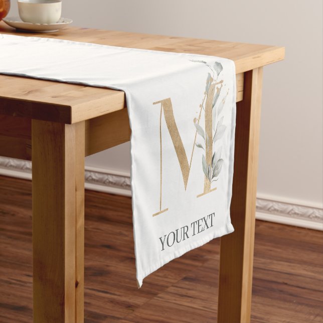 M Monogram Floral Personalized Short Table Runner (In Situ)