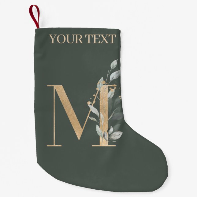 M Monogram Floral Personalized Small Christmas Stocking (Front)