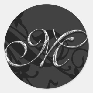 M Monogram Letter Wedding Envelope Seal Sticker