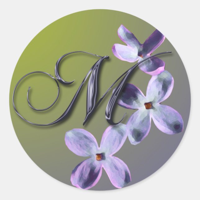 M Monogram Lilac Envelope Seal Sticker (Front)