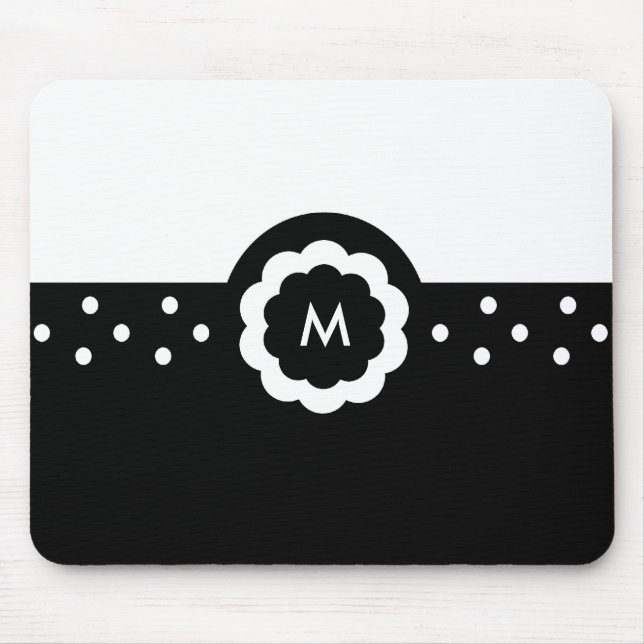 M :: Monogram M Dotted Black & White Mousepad (Front)