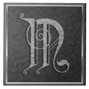 M Monogram "Medieval Grey Stone" Ceramic Tile