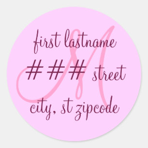 "M" Monogram return address label - personalize