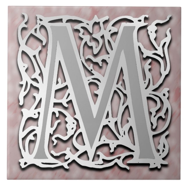 M Monogram "Silver Stone" Ceramic Tile (Front)