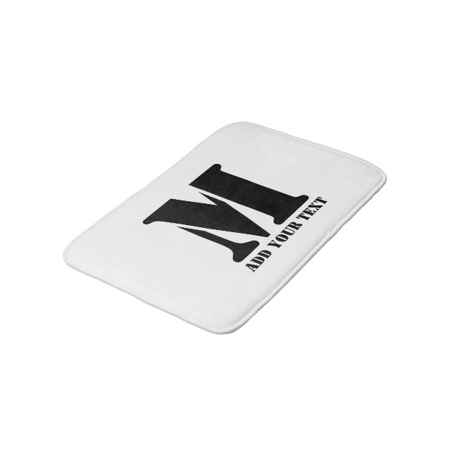 M Monogram Simple Modern Minimalist Personalized  Bath Mat (Angled)