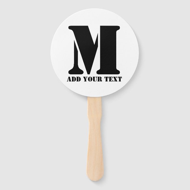 M Monogram Simple Modern Minimalist Personalized  Hand Fan (Front)
