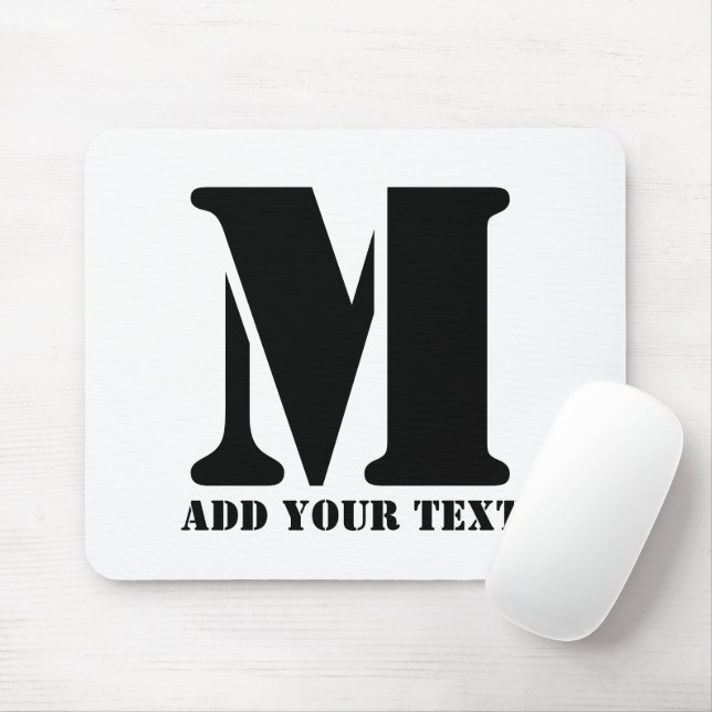 M Monogram Simple Modern Minimalist Personalized  Mouse Pad (With Mouse)