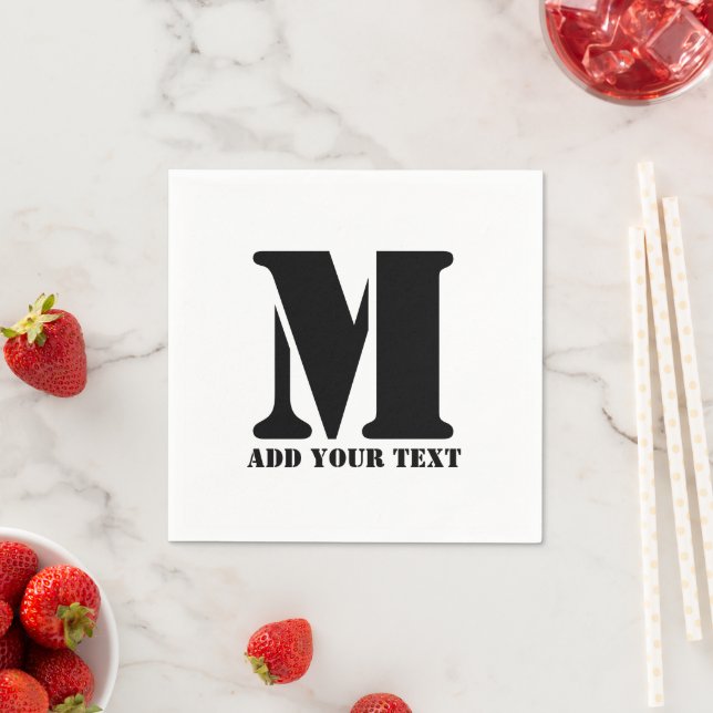 M Monogram Simple Modern Minimalist Personalized  Napkin (Insitu)