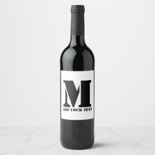 M Monogram Simple Modern Minimalist Personalized Wine Label