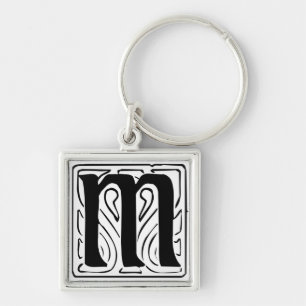 M Monogramm schwarz weiß Schlüsselanhänger Keychain