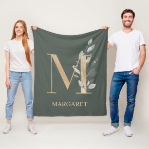 M Monogramme Floral Couverture en polaire personna