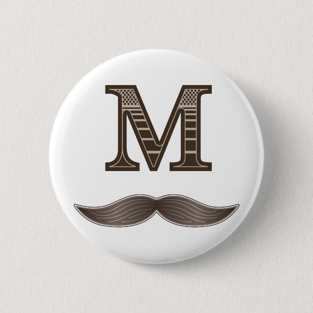 M Moustache 2 Inch Round Button (Front)