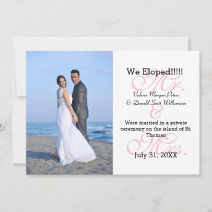 M. & Mrs Pink We Eloped - Faire-part photo
