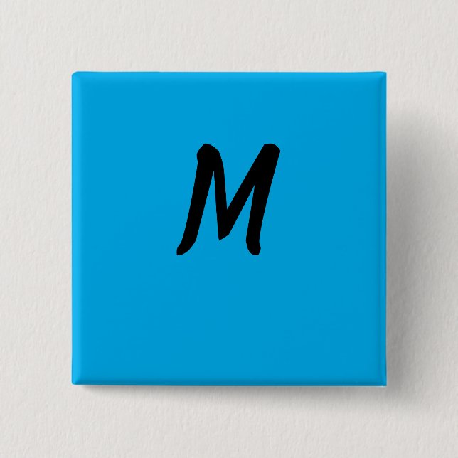 M on a Blue 2 Inch Square Button (Front)