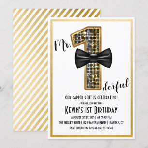 M. Onederful 1er anniversaire de fête Invitation