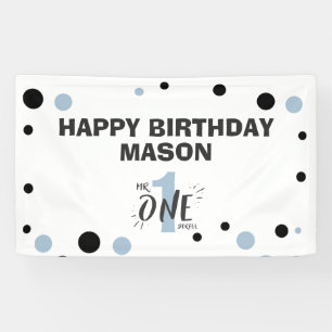 M. Onederful Anniversaire Bannière Garçon Bébé Ble