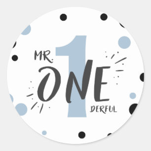 M. Onederful Anniversaire Sticker Garçon Bébé Bleu