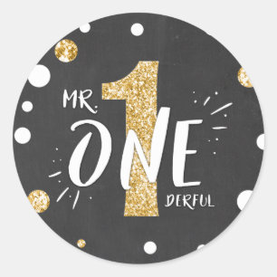 M. Onederful Anniversaire Sticker Garçon Black Gol