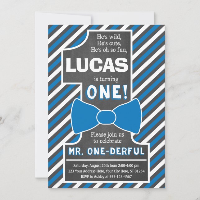 M. ONEderful Birthday Invitation (Devant)