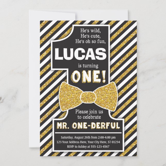 M. ONEderful Birthday Invitation (Devant)