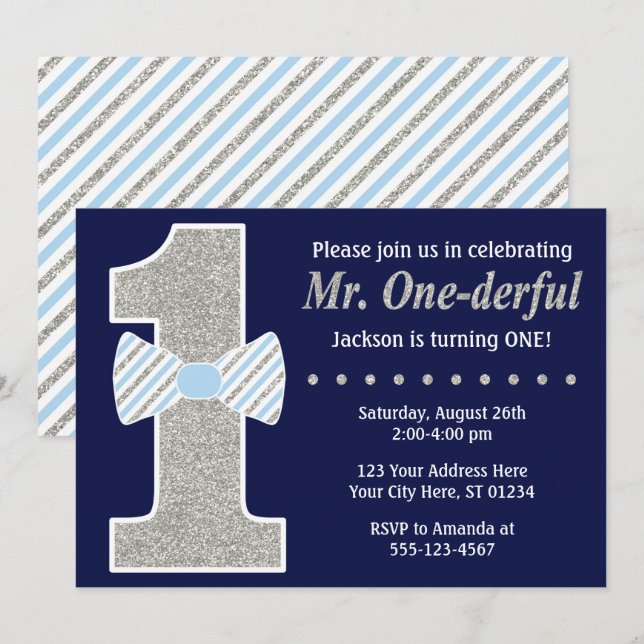 M. ONEderful Birthday Invitation (Devant / Derrière)